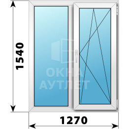 Двухстворчатое пластиковое окно 1270×1540 Г-ПО ОА-40057