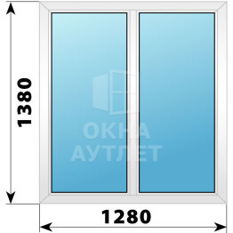 Двухстворчатое пластиковое окно 1280×1380 Г-Г ОА-39547