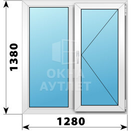 Двухстворчатое пластиковое окно 1280×1380 Г-П ОА-39934