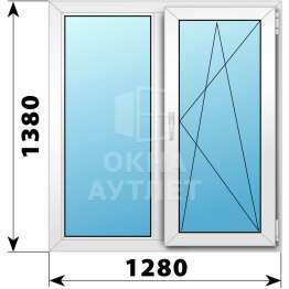 Двухстворчатое пластиковое окно 1280×1380 Г-ПО ОА-39970