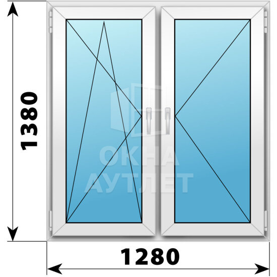 Двухстворчатое пластиковое окно 1280×1380 ПО-П ОА-40231
