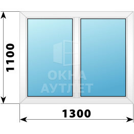 Двухстворчатое пластиковое окно 1300×1100 Г-Г ОА-39430