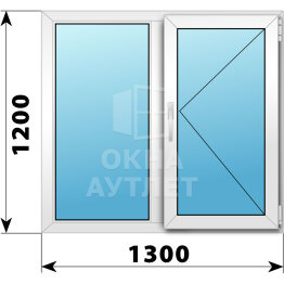 Двухстворчатое пластиковое окно 1300×1200 Г-П ОА-39838