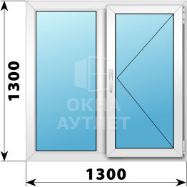 Двухстворчатое пластиковое окно 1300×1300 Г-П ОА-39898