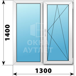 Двухстворчатое пластиковое окно 1300×1400 Г-ПО ОА-38542