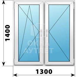 Двухстворчатое пластиковое окно 1300×1400 ПО-П ОА-40270