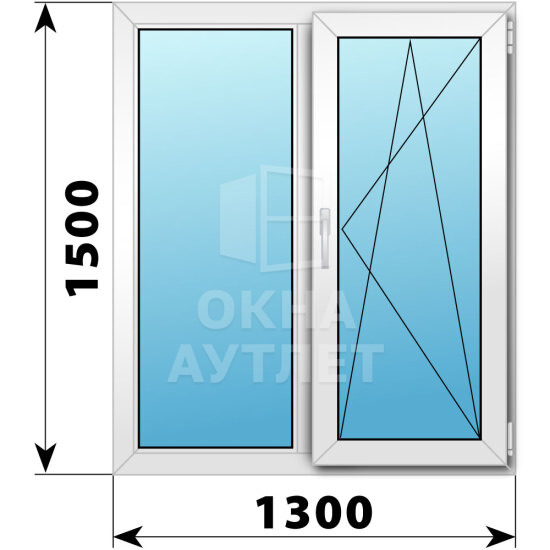 Двухстворчатое пластиковое окно 1300×1500 Г-ПО ОА-38647