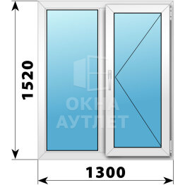 Двухстворчатое пластиковое окно 1300×1520 Г-П ОА-40021
