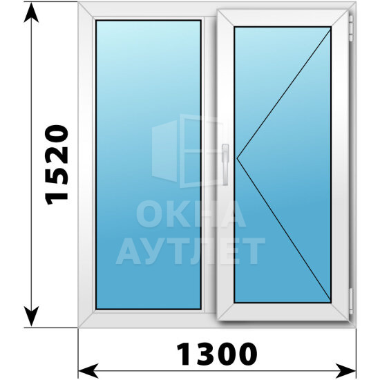 Двухстворчатое пластиковое окно 1300×1520 Г-П ОА-40021