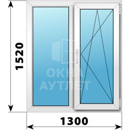 Двухстворчатое пластиковое окно 1300×1520 Г-ПО ОА-38488