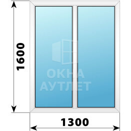 Двухстворчатое пластиковое окно 1300×1600 Г-Г ОА-39727