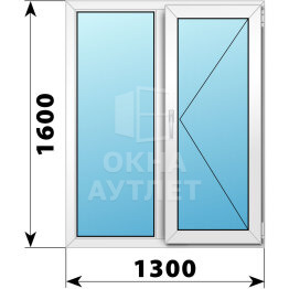 Двухстворчатое пластиковое окно 1300×1600 Г-П ОА-38494