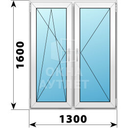 Двухстворчатое пластиковое окно 1300×1600 ПО-П ОА-38464