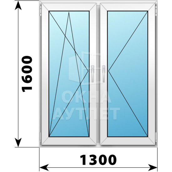 Двухстворчатое пластиковое окно 1300×1600 ПО-П ОА-38464