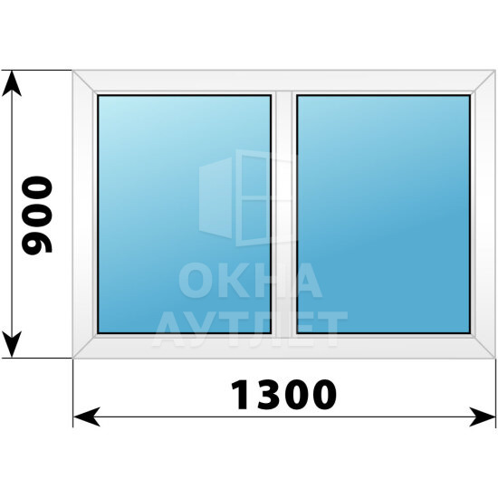 Двухстворчатое пластиковое окно 1300×900 Г-Г ОА-39280