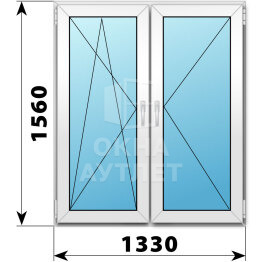 Двухстворчатое пластиковое окно 1330×1560 ПО-П ОА-40348
