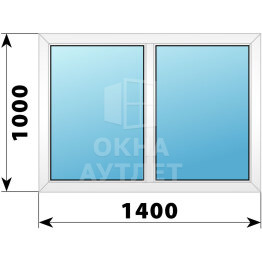 Двухстворчатое пластиковое окно 1400×1000 Г-Г ОА-39355