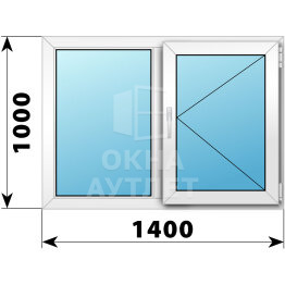 Двухстворчатое пластиковое окно 1400×1000 Г-П ОА-39766
