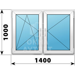 Двухстворчатое пластиковое окно 1400×1000 ПО-П ОА-40045