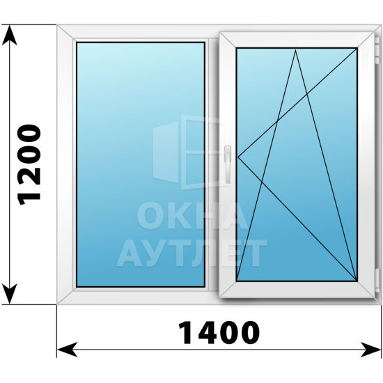 Двухстворчатое пластиковое окно 1400×1200 Г-ПО ОА-39922