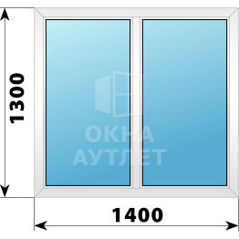 Двухстворчатое пластиковое окно 1400×1300 Г-Г ОА-39508