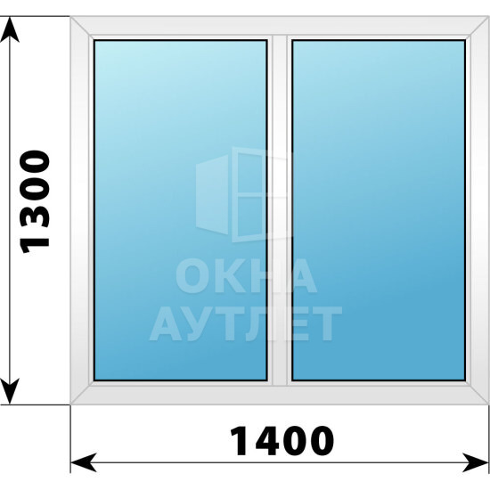 Двухстворчатое пластиковое окно 1400×1300 Г-Г ОА-39508