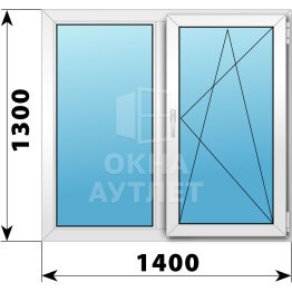Двухстворчатое пластиковое окно 1400×1300 Г-ПО ОА-40006