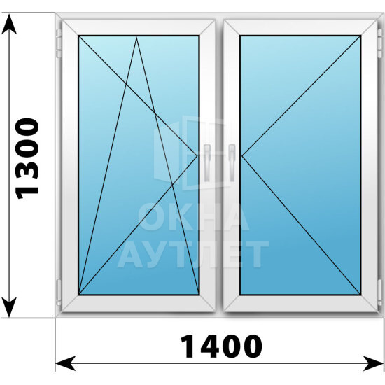Двухстворчатое пластиковое окно 1400×1300 ПО-П ОА-40273