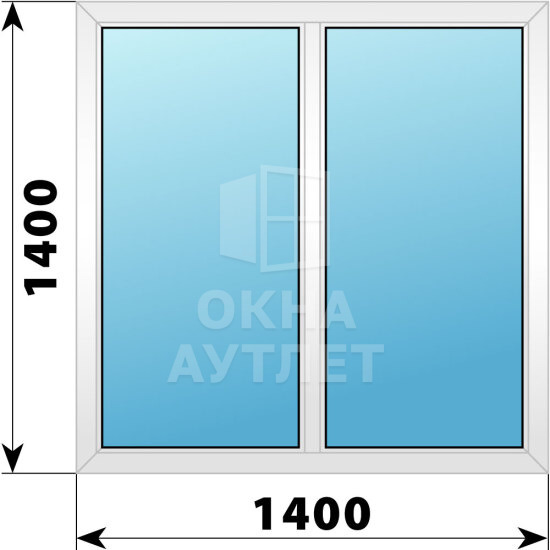 Двухстворчатое пластиковое окно 1400×1400 Г-Г ОА-39640