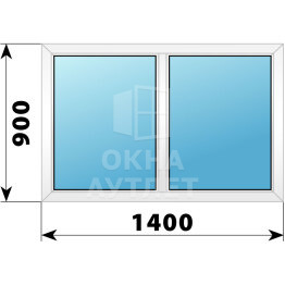 Двухстворчатое пластиковое окно 1400×900 Г-Г ОА-39304