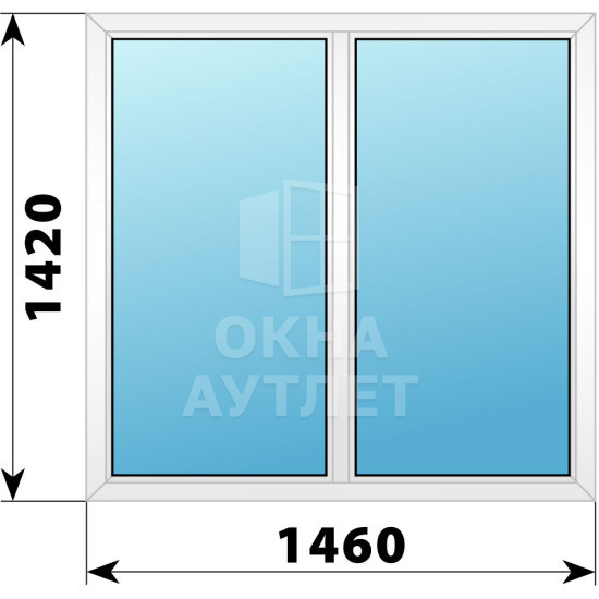 Двухстворчатое пластиковое окно 1460×1420 Г-Г ОА-38983