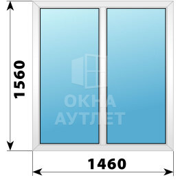 Двухстворчатое пластиковое окно 1460×1560 Г-Г ОА-39790