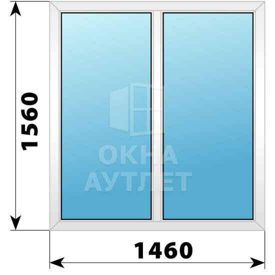 Двухстворчатое пластиковое окно 1460×1560 Г-Г ОА-39790