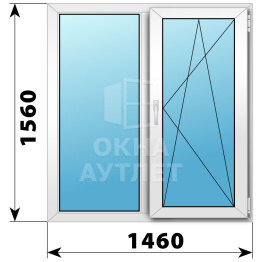 Двухстворчатое пластиковое окно 1460×1560 Г-ПО ОА-40255