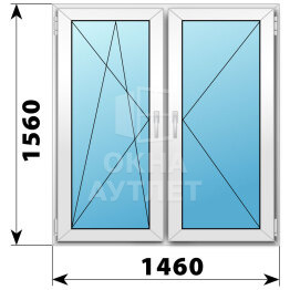 Двухстворчатое пластиковое окно 1460×1560 ПО-П ОА-40444