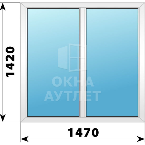 Двухстворчатое пластиковое окно 1470×1420 Г-Г ОА-39685