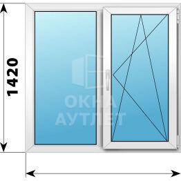 Двухстворчатое пластиковое окно 1470×1420 Г-ПО ОА-40153