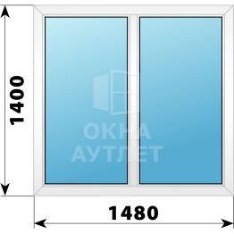 Двухстворчатое пластиковое окно 1480×1400 Г-Г ОА-39688