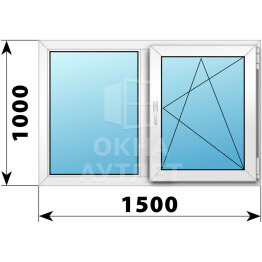 Двухстворчатое пластиковое окно 1500×1000 Г-ПО ОА-38539