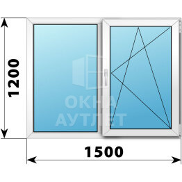 Двухстворчатое пластиковое окно 1500×1200 Г-ПО ОА-38545