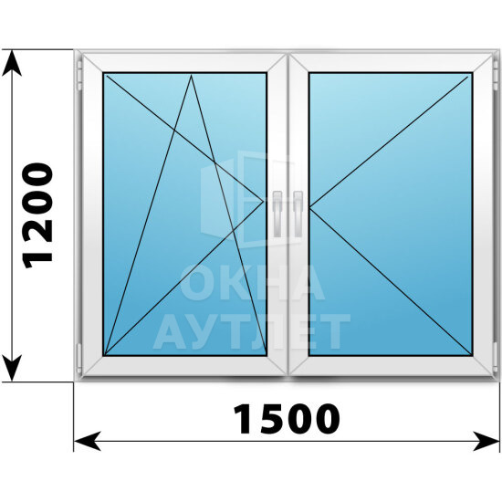 Двухстворчатое пластиковое окно 1500×1200 ПО-П ОА-40285