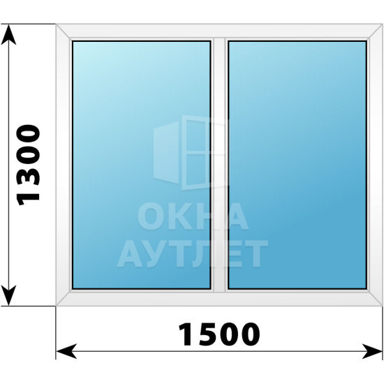 Двухстворчатое пластиковое окно 1500×1300 Г-Г ОА-39622