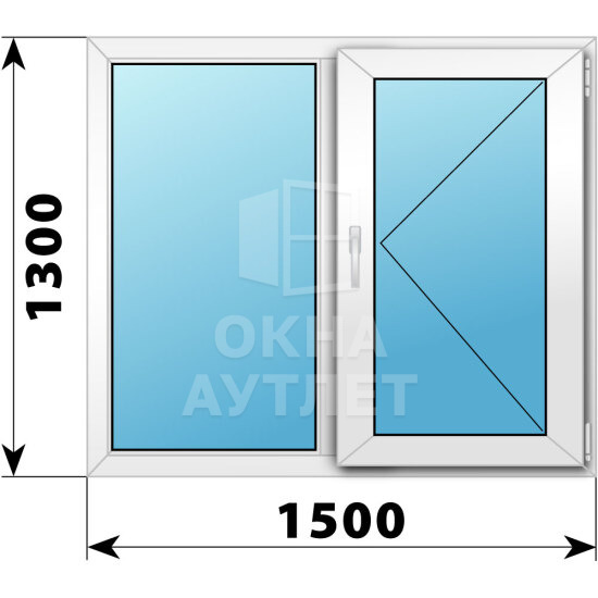 Двухстворчатое пластиковое окно 1500×1300 Г-П ОА-38752