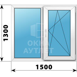 Двухстворчатое пластиковое окно 1500×1300 Г-ПО ОА-38425