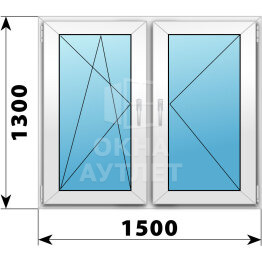 Двухстворчатое пластиковое окно 1500×1300 ПО-П ОА-40318