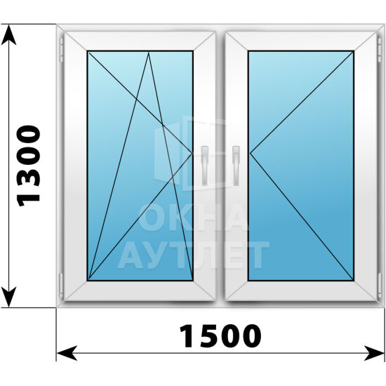 Двухстворчатое пластиковое окно 1500×1300 ПО-П ОА-40318