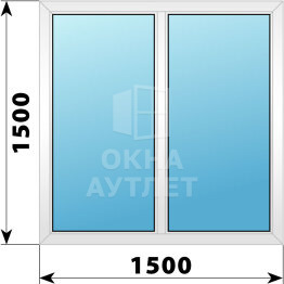 Двухстворчатое пластиковое окно 1500×1500 Г-Г ОА-39733