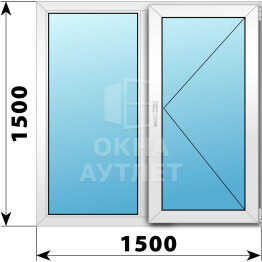 Двухстворчатое пластиковое окно 1500×1500 Г-П ОА-38045