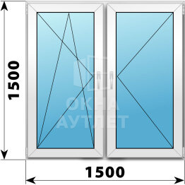Двухстворчатое пластиковое окно 1500×1500 ПО-П ОА-38437