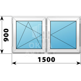 Двухстворчатое пластиковое окно 1500×900 ПО-П ОА-38575